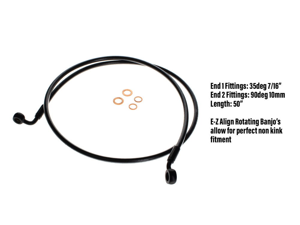 Magnum Shielding 50in. E-Z Align Front Brake Line with 7/16in. x 35 Degree Banjo – Black Pearl.