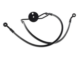 Magnum Shielding Lower Front Brake Line with T-Piece – Black Pearl. Fits Sportster & Dyna with Dual Front Calipers. Magnum Shielding Lower Front Brake Line with T-Piece – Black Pearl. Fits Sportster & Dyna with Dual Front Calipers.