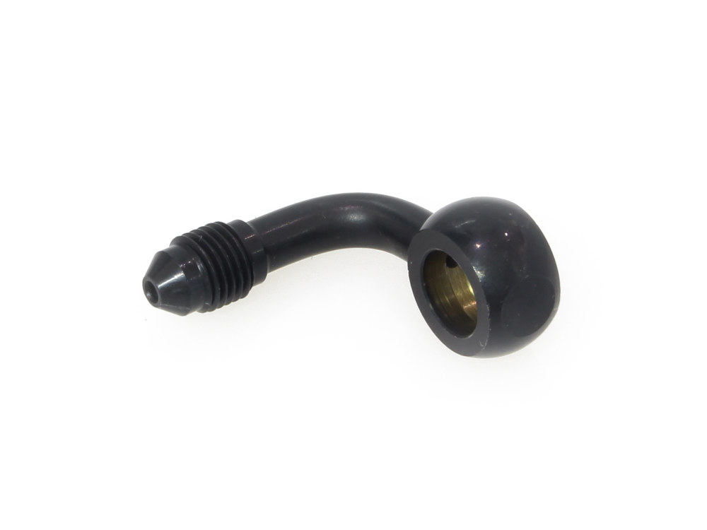 Magnum Shielding Black 3/8in. (10mm) ID, 90 Degree Banjo – Male #3 End.