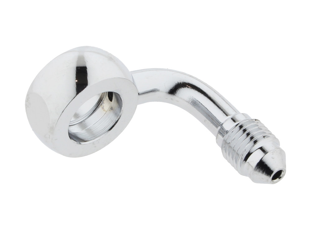 Magnum Shielding Chrome 7/16in. ID, 90 Degree Banjo – Male #3 End.