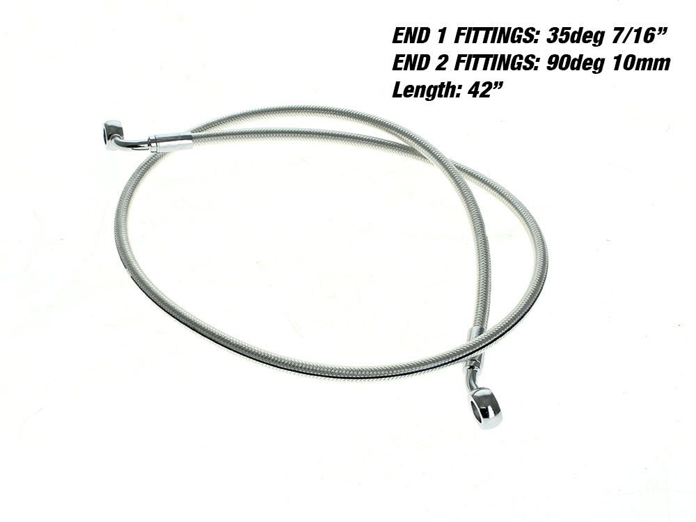 Magnum Shielding 42in. E-Z Align Front Brake Line with 7/16in. x 35 Degree Banjo – Sterling Chromite.