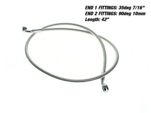 Magnum Shielding 42in. E-Z Align Front Brake Line with 7/16in. x 35 Degree Banjo – Sterling Chromite. Magnum Shielding 42in. E-Z Align Front Brake Line with 7/16in. x 35 Degree Banjo – Sterling Chromite.