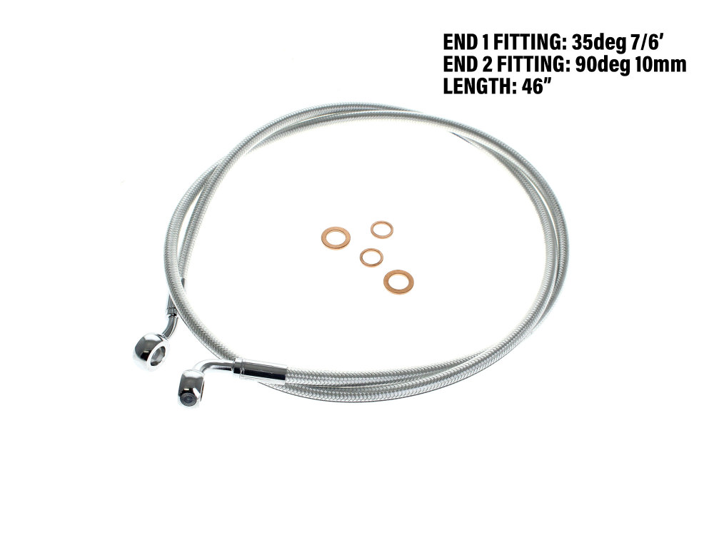 Magnum Shielding 46in. E-Z Align Front Brake Line with 7/16in. x 35 Degree Banjo – Sterling Chromite.