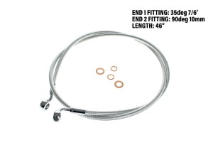 Magnum Shielding 46in. E-Z Align Front Brake Line with 7/16in. x 35 Degree Banjo – Sterling Chromite. Magnum Shielding 46in. E-Z Align Front Brake Line with 7/16in. x 35 Degree Banjo – Sterling Chromite.