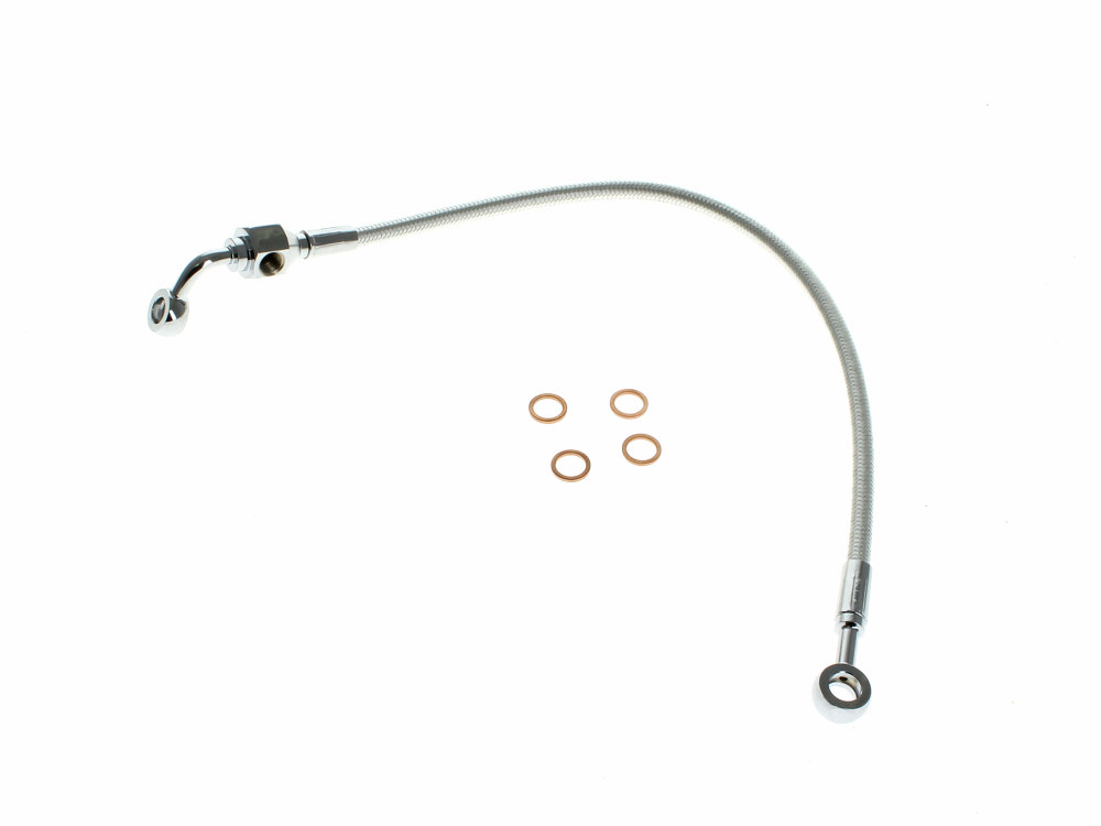 Magnum Shielding Rear Brake Line – Sterling Chromite. Fits Dyna 1991-1999