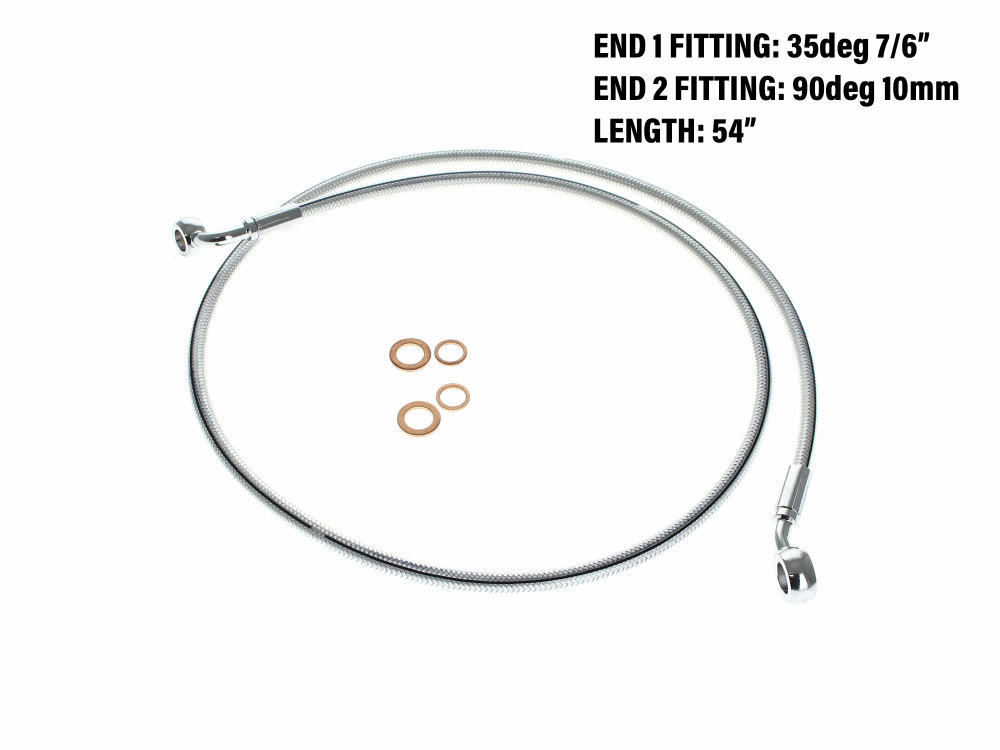 Magnum Shielding 54in. E-Z Align Front Brake Line with 7/16in. x 35 Degree Banjo – Sterling Chromite.