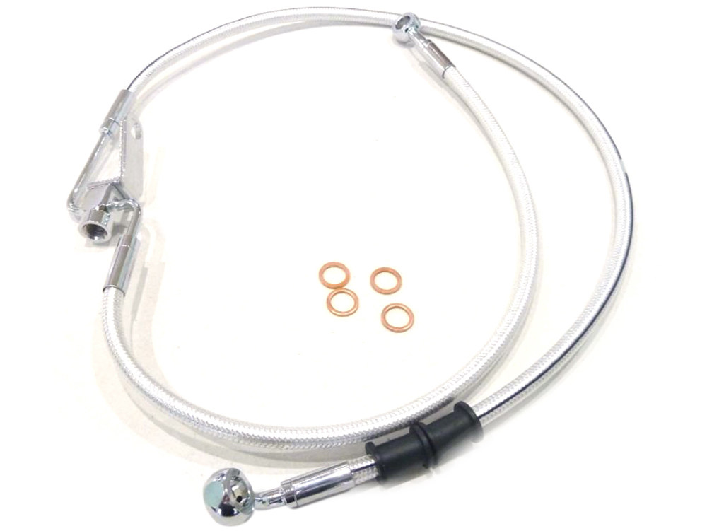 Magnum Shielding Rear Brake Line – Sterling Chromite. Fits Softails 2008-2010.