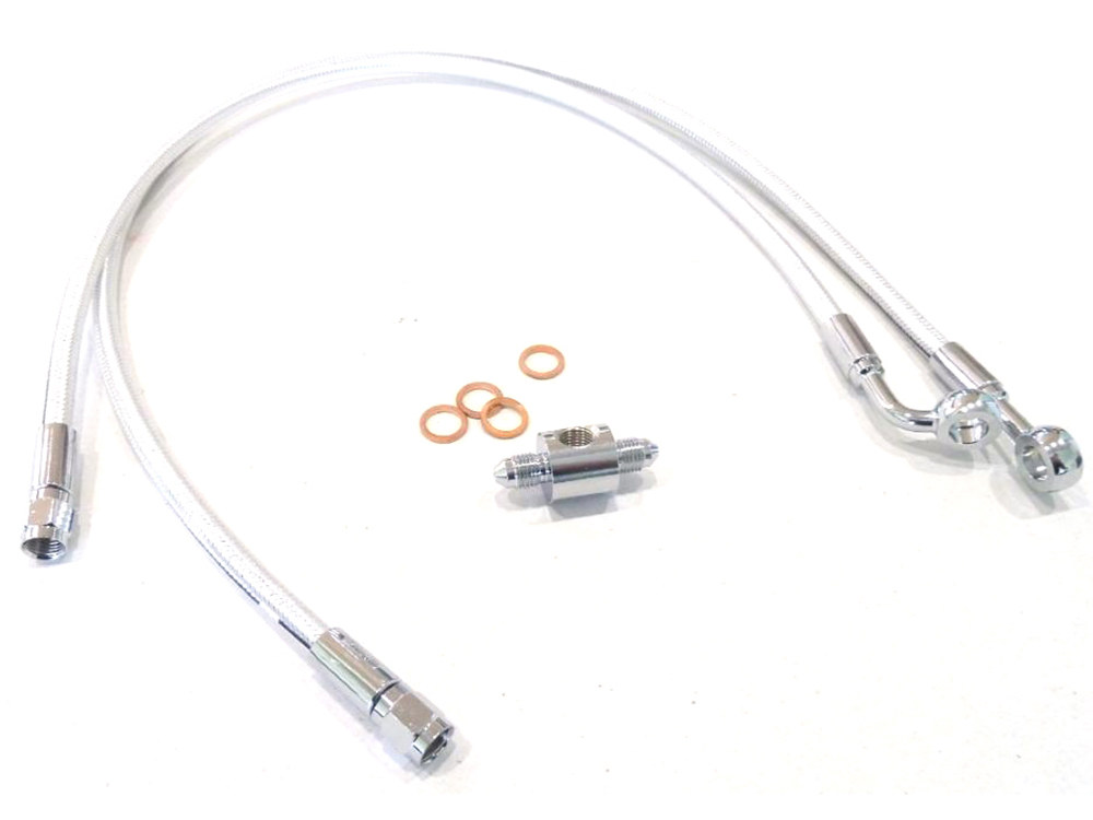 Magnum Shielding Rear Brake Line – Sterling Chromite. Fits Road King 1998-2006 & Tour Glide 1992-1996.