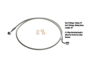 Magnum Shielding 46in. E-Z Align Front Brake Line with 7/16in. x 180 Degree Banjo – Sterling Chromite. Magnum Shielding 46in. E-Z Align Front Brake Line with 7/16in. x 180 Degree Banjo – Sterling Chromite.