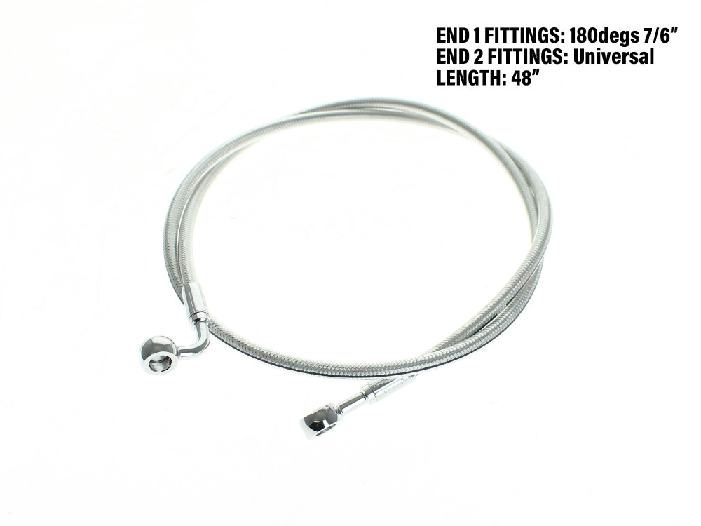 Magnum Shielding 48in. E-Z Align Front Brake Line with 7/16in. x 180 Degree Banjo – Sterling Chromite.