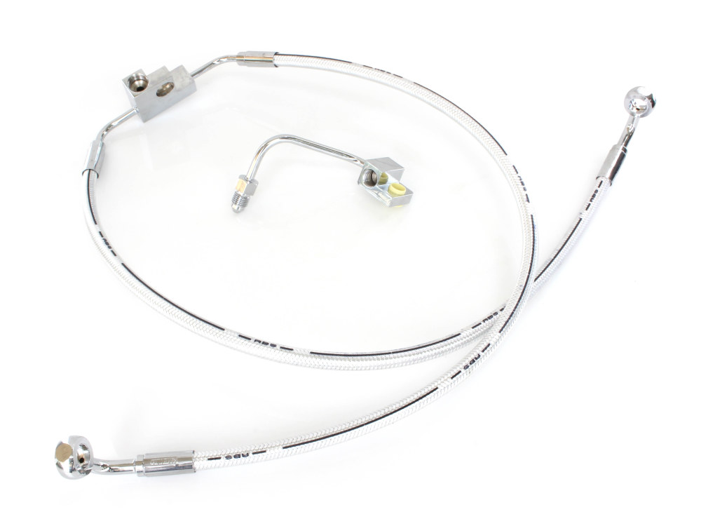 Magnum Shielding +2in. Over Length Lower Front Brake Line – Sterling Chromite. Fits Dyna Fat Bob 2012-2017 & Dyna Low Rider 2014-2017