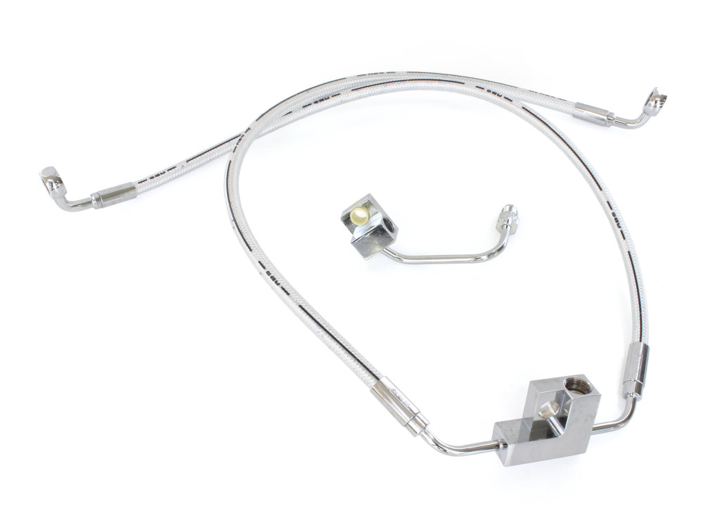 Magnum Shielding +2in. Over Length Lower Front Brake Line – Sterling Chromite. Fits Dyna Fat Bob 2012-2017 & Dyna Low Rider 2014-2017