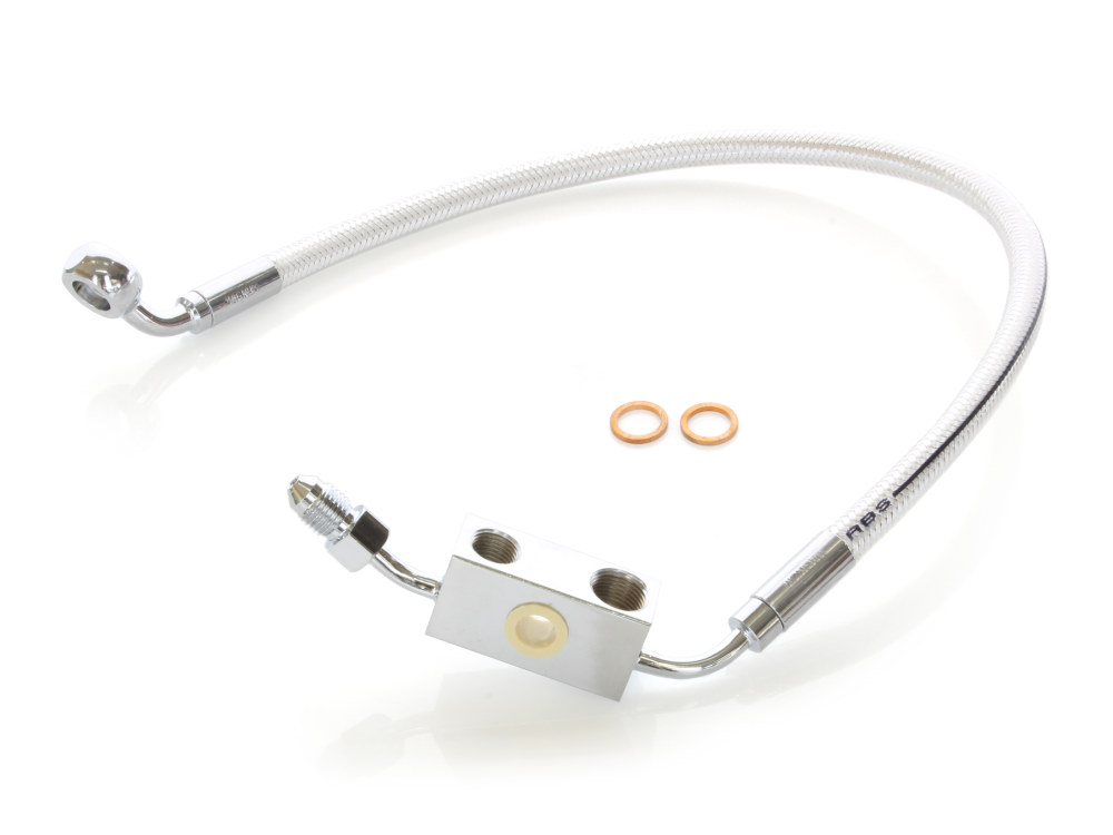 Magnum Shielding Stock Length Lower Front Brake Line – Sterling Chromite. Fits Sportster 2014-2021
