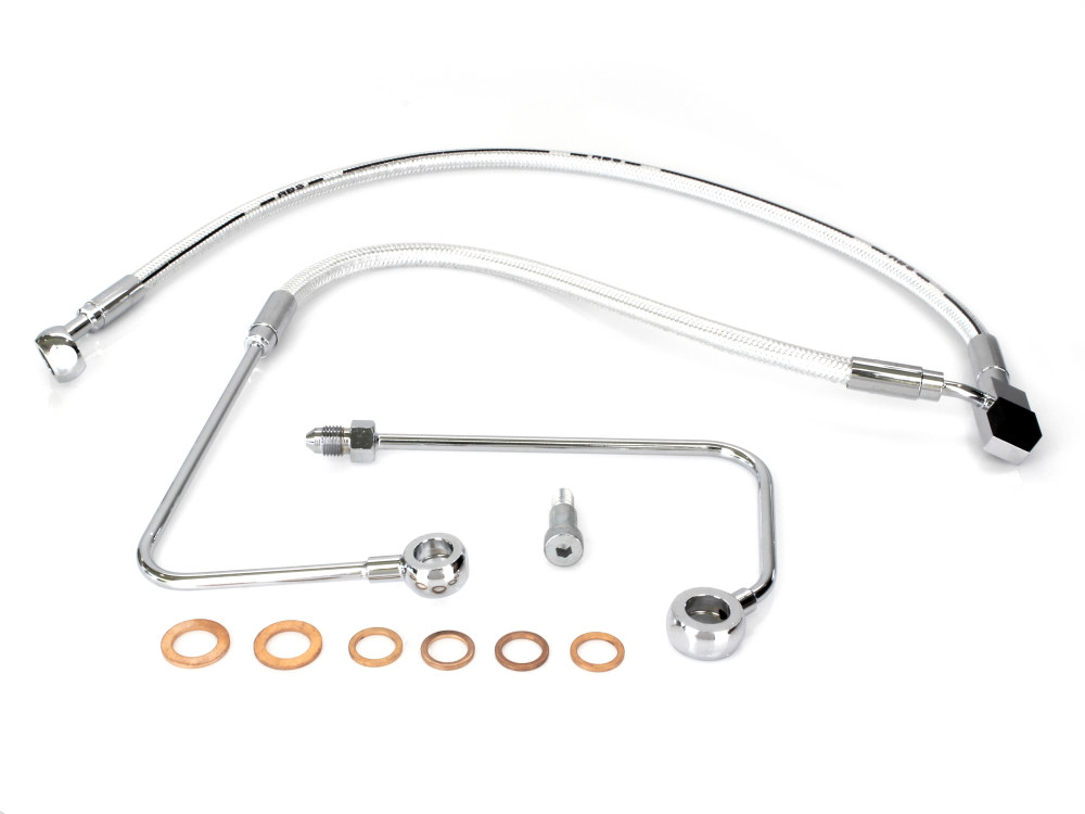 Magnum Shielding Stock Length Lower Front Brake Line – Sterling Chromite. Fits FLST Softail 2011-2017 & Breakout 2015-2017