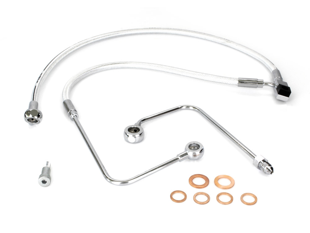 Magnum Shielding Stock Length Lower Front Brake Line – Sterling Chromite. Fits FXST Softail 2011-2015 & Rocker 2011