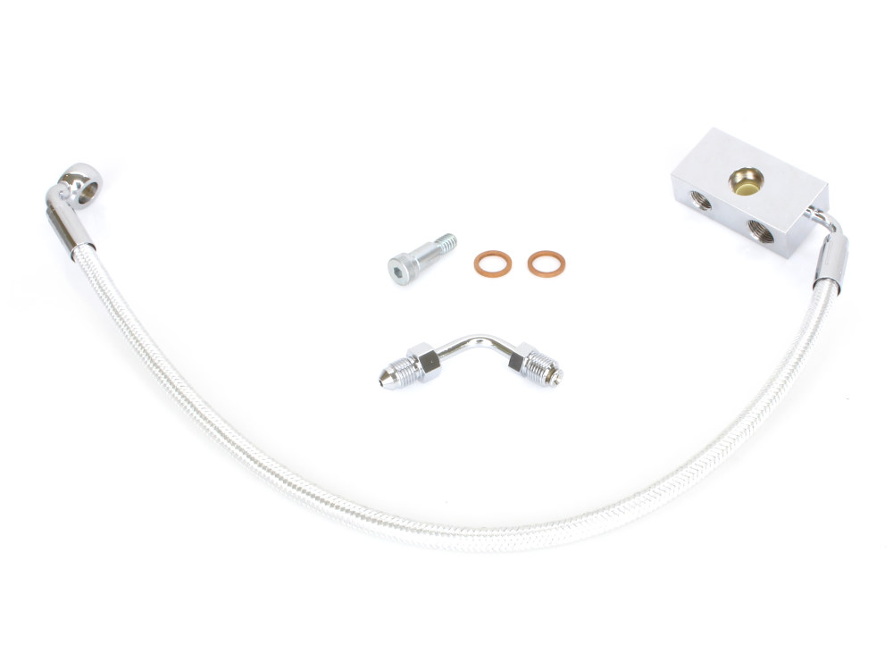 Magnum Shielding Stock Length Lower Front Brake Line – Sterling Chromite. Fits Softail 2018up