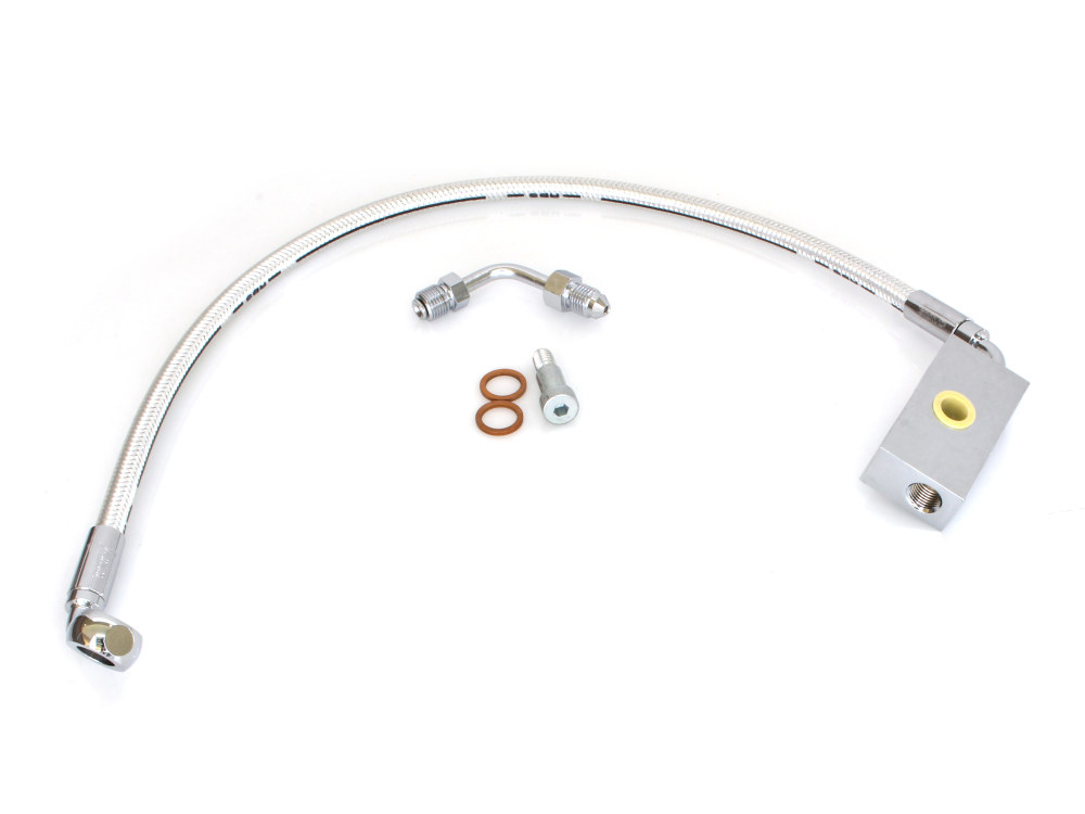 Magnum Shielding Stock Length Lower Front Brake Line – Sterling Chromite. Fits Softail 2018up