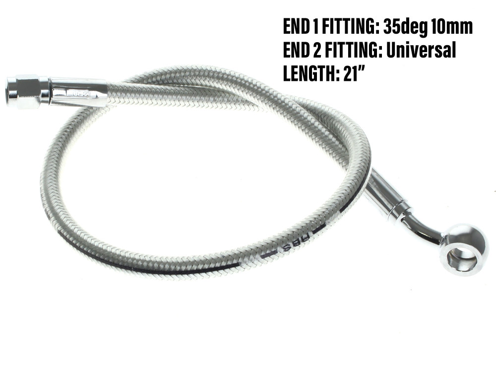 Magnum Shielding 21in. Upper Front Brake Line with 10mm x 35 Degree Banjo – Sterling Chromite.