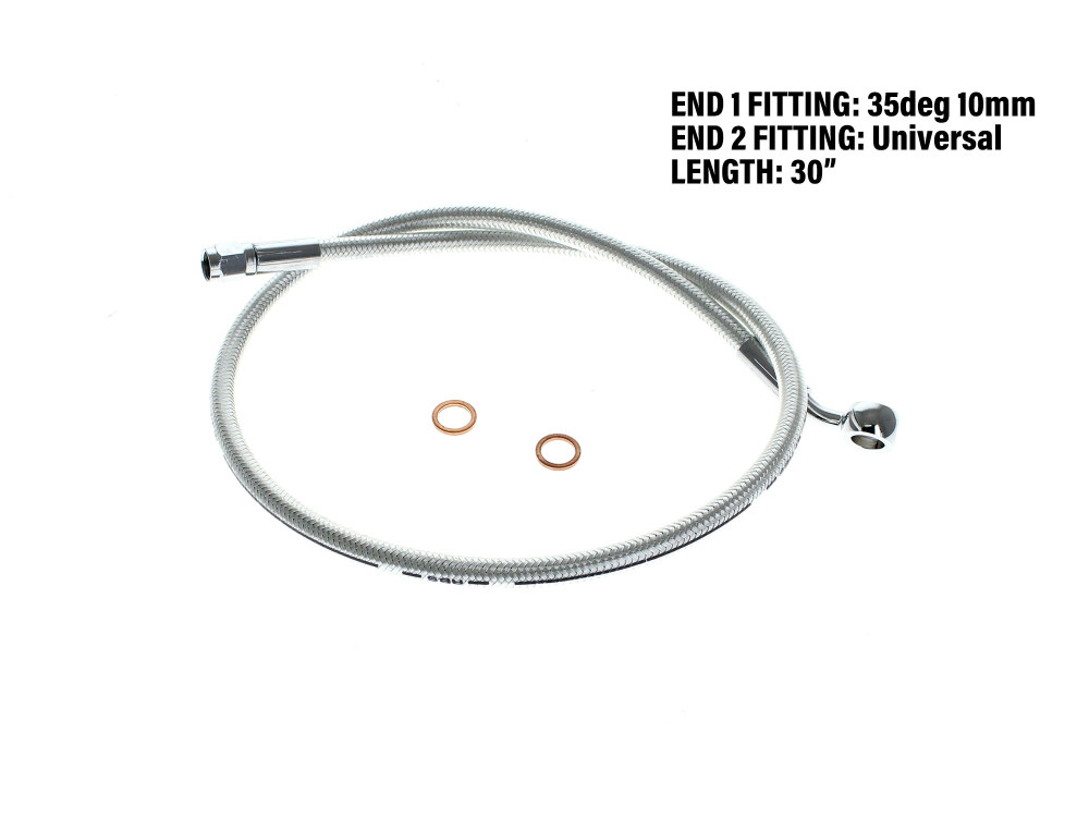 Magnum Shielding 30in. Upper Front Brake Line with 10mm x 35 Degree Banjo – Sterling Chromite.