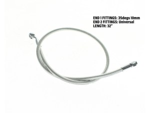 Magnum Shielding 32in. Upper Front Brake Line with 10mm x 35 Degree Banjo – Sterling Chromite. Magnum Shielding 32in. Upper Front Brake Line with 10mm x 35 Degree Banjo – Sterling Chromite.