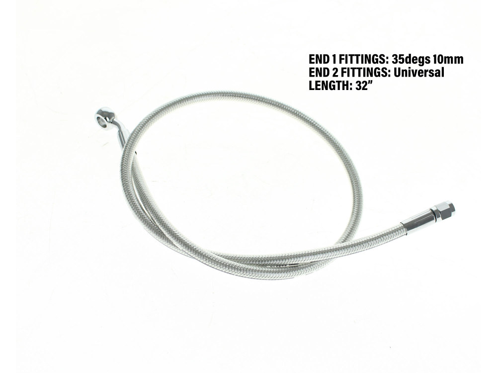 Magnum Shielding 32in. Upper Front Brake Line with 10mm x 35 Degree Banjo – Sterling Chromite.