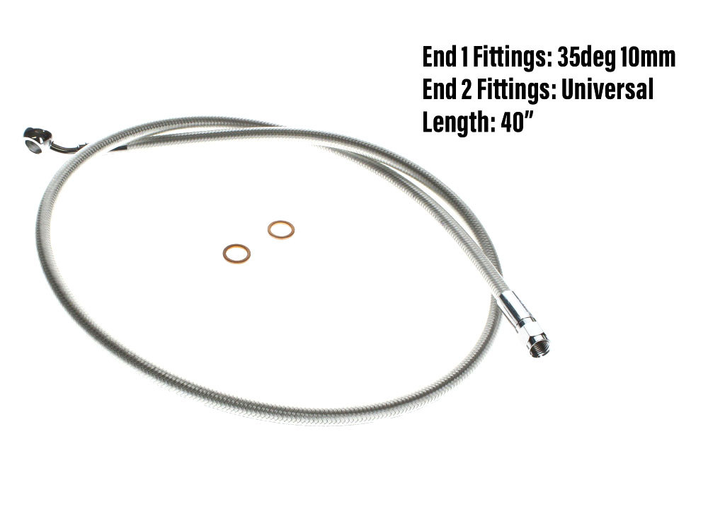 Magnum Shielding 40in. Upper Front Brake Line with 10mm x 35 Degree Banjo – Sterling Chromite.