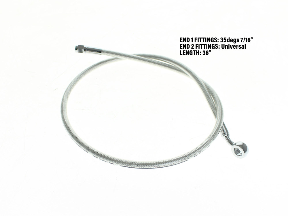 Magnum Shielding 36in. Upper Front Brake Line with 7/16in. x 35 Degree Banjo – Sterling Chromite.