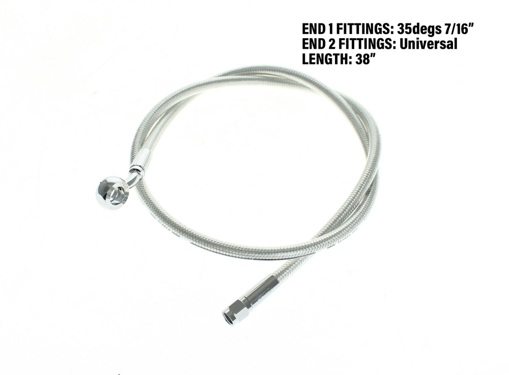 Magnum Shielding 38in. Upper Front Brake Line with 7/16in. x 35 Degree Banjo – Sterling Chromite.