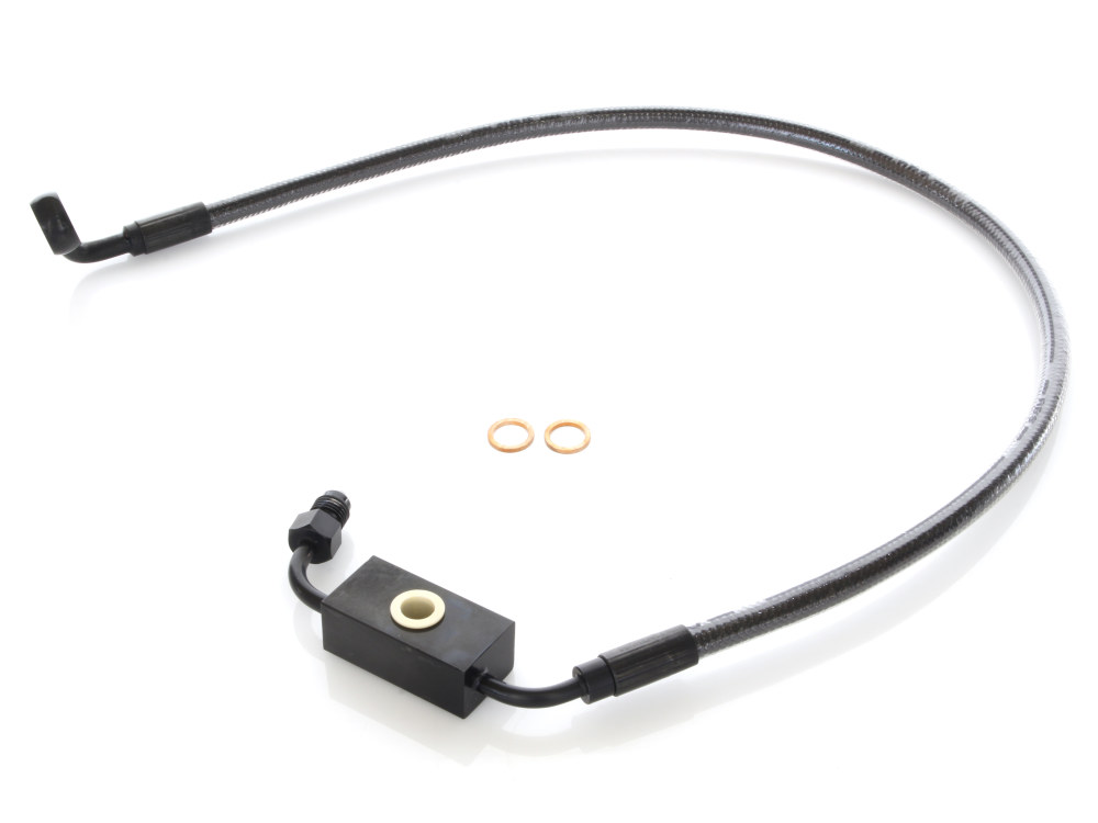 Magnum Shielding +2in. Over Length Lower Front Brake Line – Black Pearl. Fits Dyna 2012-2017