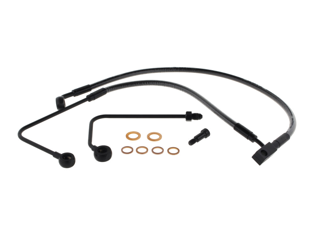 Magnum Shielding Stock Length Lower Front Brake Line – Black Pearl. Fits FLST Softail 2011-2017 & Breakout 2015-2017