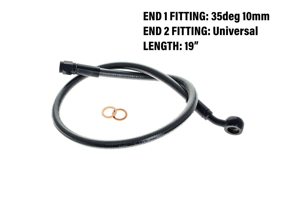 Magnum Shielding 19in. Upper Front Brake Line with 10mm x 35 Degree Banjo – Black Pearl.