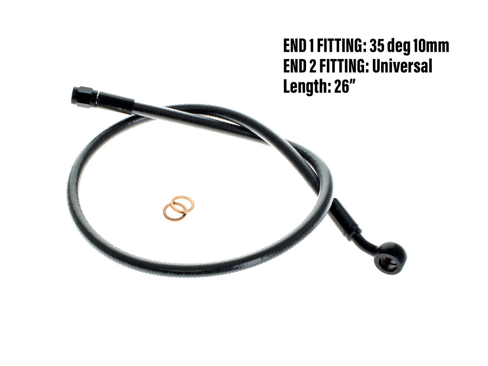 Magnum Shielding 26in. Upper Front Brake Line with 10mm x 35 Degree Banjo – Black Pearl.
