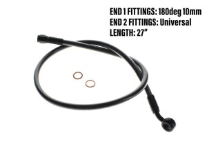 Magnum Shielding 28in. Upper Front Brake Line with 10mm x 35 Degree Banjo – Black Pearl. Magnum Shielding 28in. Upper Front Brake Line with 10mm x 35 Degree Banjo – Black Pearl.