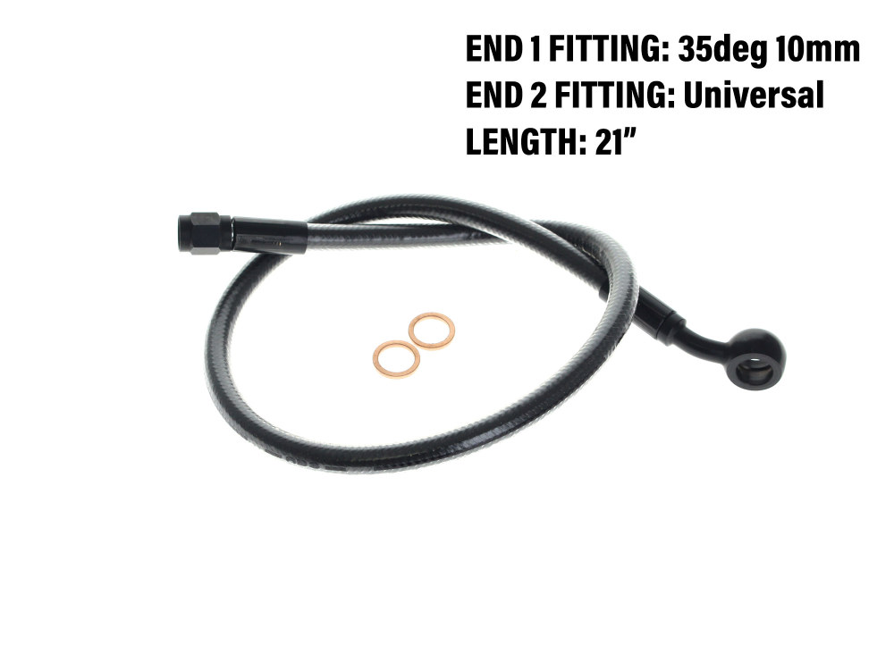 Magnum Shielding 21in. Upper Front Brake Line with 10mm x 35 Degree Banjo – Black Pearl.