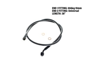 Magnum Shielding 38in. Upper Front Brake Line with 10mm x 35 Degree Banjo – Black Pearl. Magnum Shielding 38in. Upper Front Brake Line with 10mm x 35 Degree Banjo – Black Pearl.