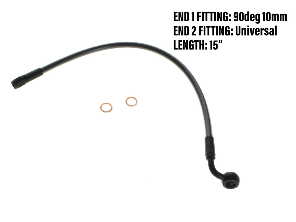 Magnum Shielding 15in. Upper Front Brake Line with 10mm x 90 Degree Banjo – Black Pearl.