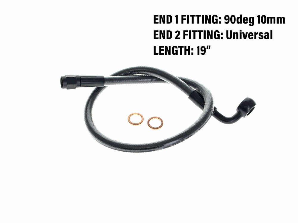 Magnum Shielding 19in. Upper Front Brake Line with 10mm x 90 Degree Banjo – Black Pearl.