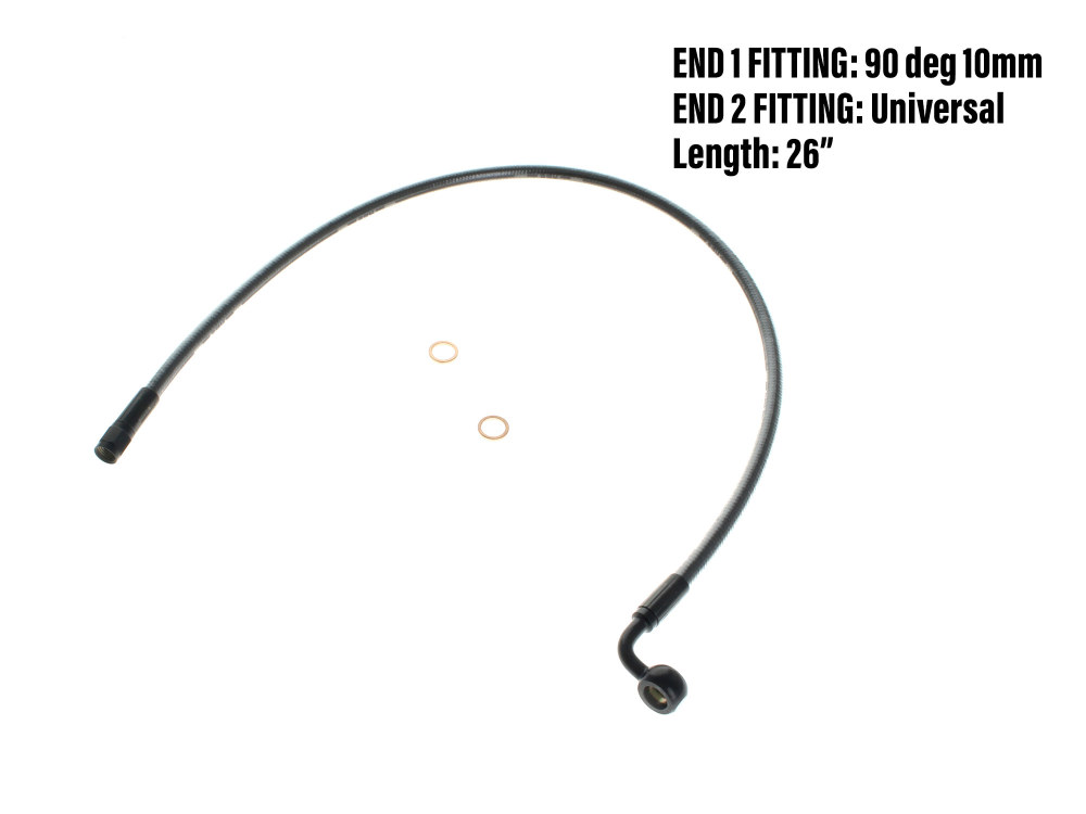 Magnum Shielding 26in. Upper Front Brake Line with 10mm x 90 Degree Banjo – Black Pearl.