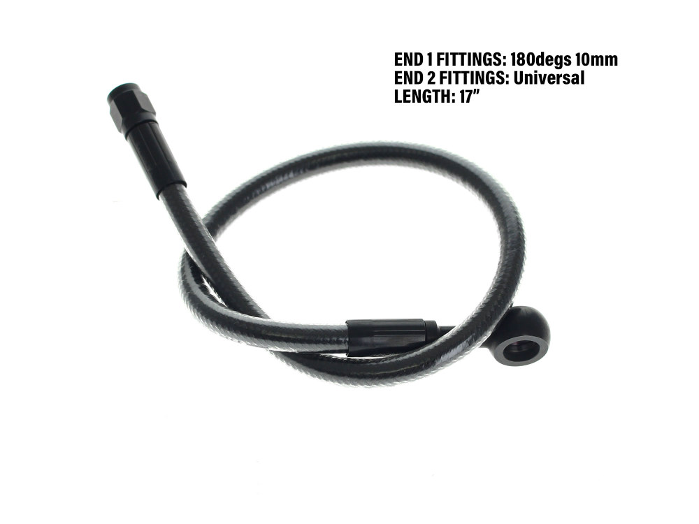 Magnum Shielding 17in. Upper Front Brake Line with 10mm x 180 Degree Banjo – Black Pearl.