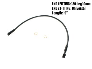 Magnum Shielding 19in. Upper Front Brake Line with 10mm x 180 Degree Banjo – Black Pearl. Magnum Shielding 19in. Upper Front Brake Line with 10mm x 180 Degree Banjo – Black Pearl.
