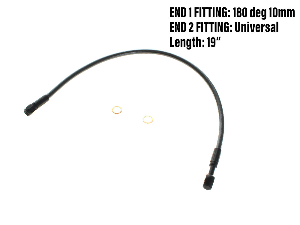 Magnum Shielding 19in. Upper Front Brake Line with 10mm x 180 Degree Banjo – Black Pearl.