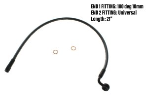 Magnum Shielding 21in. Upper Front Brake Line with 10mm x 180 Degree Banjo – Black Pearl. Magnum Shielding 21in. Upper Front Brake Line with 10mm x 180 Degree Banjo – Black Pearl.