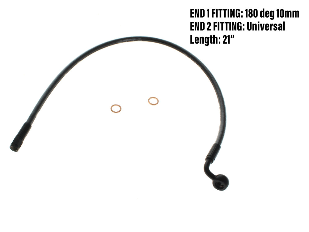 Magnum Shielding 21in. Upper Front Brake Line with 10mm x 180 Degree Banjo – Black Pearl.