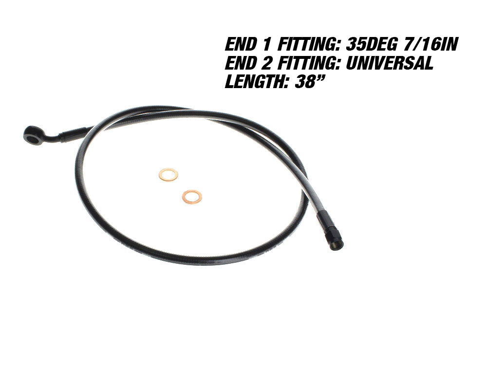 Magnum Shielding 38in. Upper Front Brake Line with 7/16in. x 35 Degree Banjo – Black Pearl.
