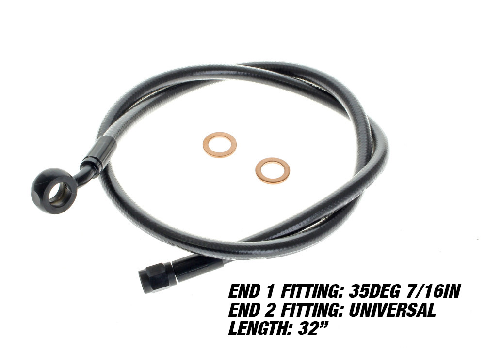 Magnum Shielding 32in. Upper Front Brake Line with 7/16in. x 35 Degree Banjo  – Black Pearl.