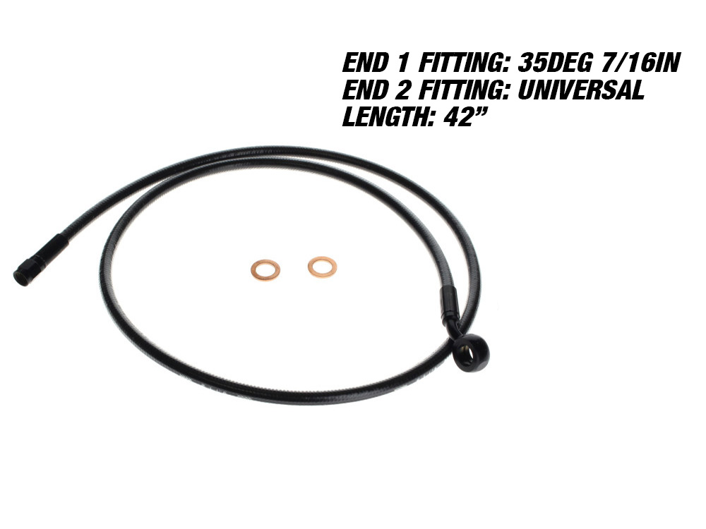 Magnum Shielding 42in. Upper Front Brake Line with 7/16in. x 35 Degree Banjo – Black Pearl. 