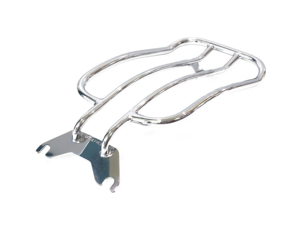 Motherwell Products Solo Seat Luggage Rack – Chrome. Fits Deluxe & Heritage 2005-2017 & Fat Boy 2007-2017.
