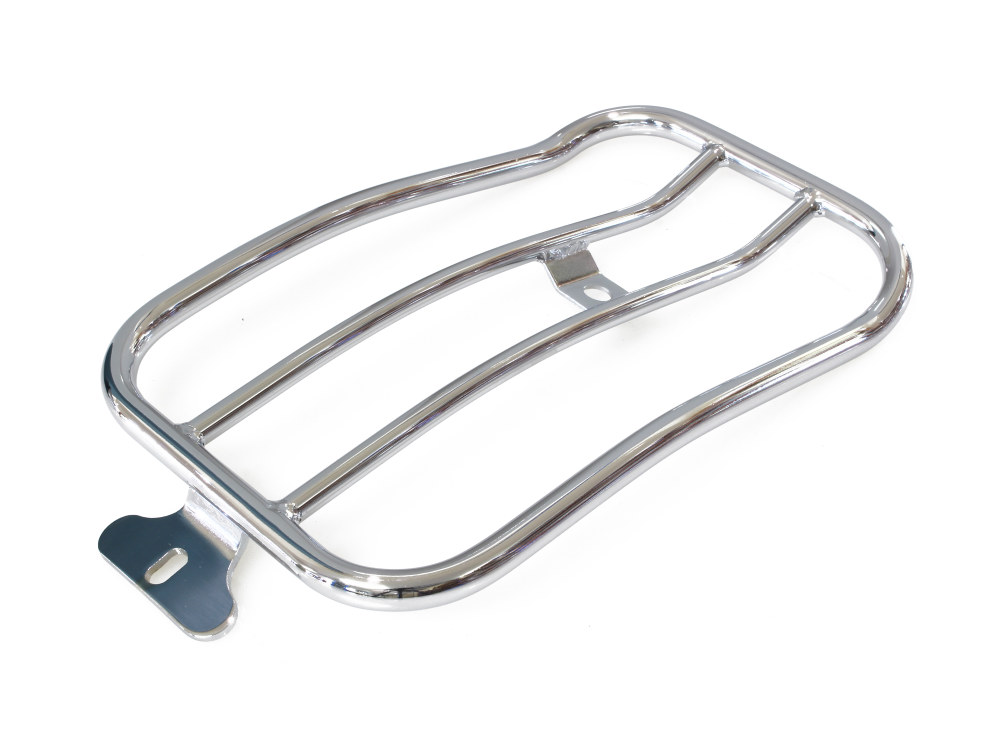Motherwell Products Solo Seat Luggage Rack – Chrome. Fits FX Softail 2007-2015 & Cross Bones 2008-2011
