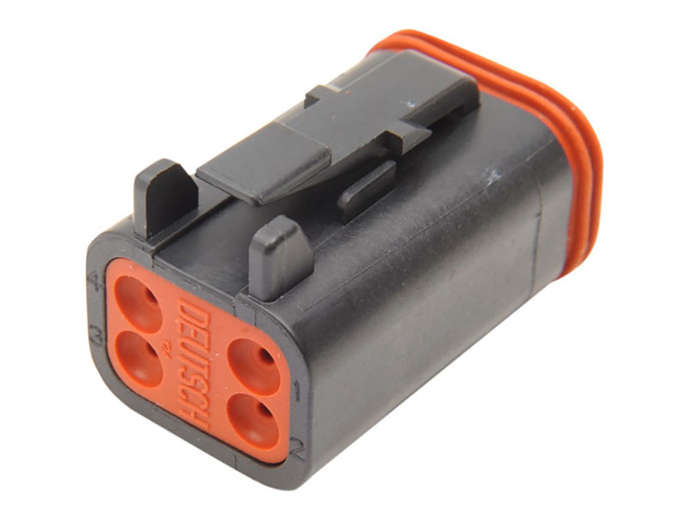 Namz Custom Cycle Products 4-Wire Deutsch Plug with Wedgelock – Black.