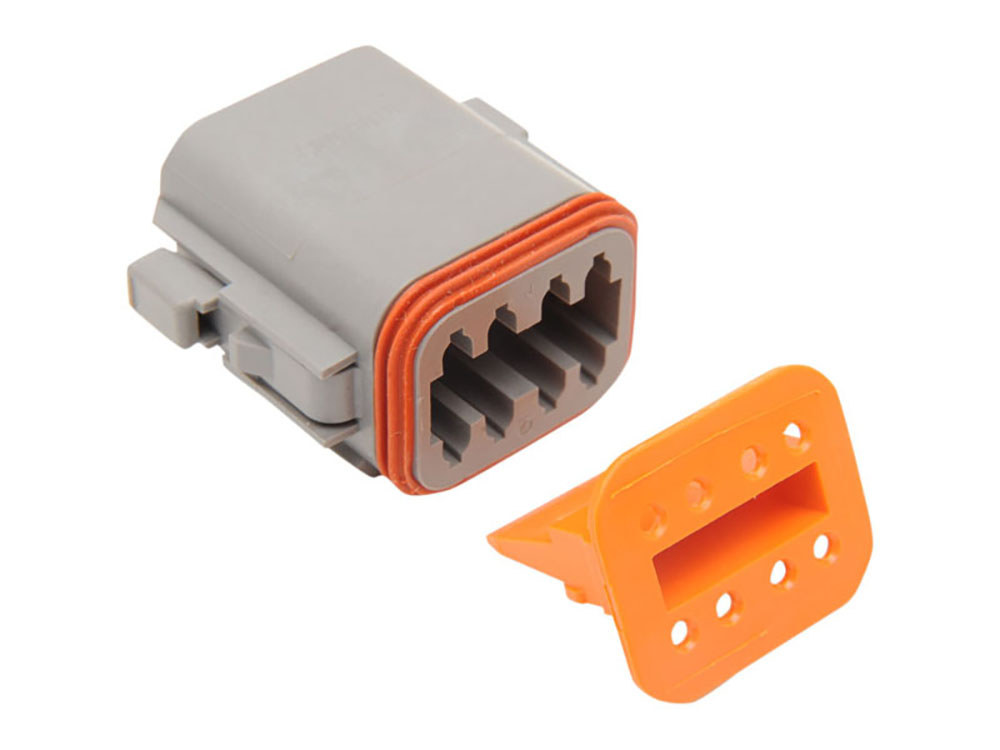 Namz Custom Cycle Products 8-Wire Deutsch Plug with Wedgelock – Grey.